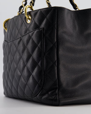 Chanel Black GST Grand Shopper Tote Bag in Caviar Leather with Gold Hardware