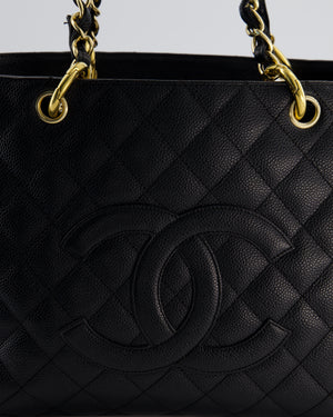 Chanel Black GST Grand Shopper Tote Bag in Caviar Leather with Gold Hardware