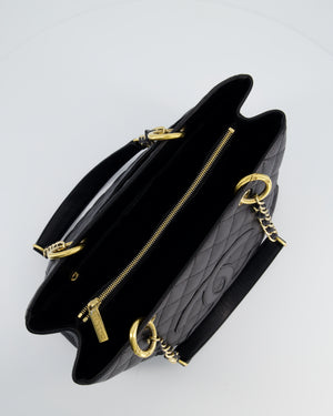 Chanel Black GST Grand Shopper Tote Bag in Caviar Leather with Gold Hardware
