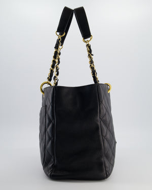 Chanel Black GST Grand Shopper Tote Bag in Caviar Leather with Gold Hardware