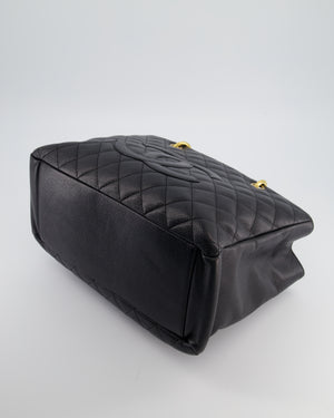 Chanel Black GST Grand Shopper Tote Bag in Caviar Leather with Gold Hardware
