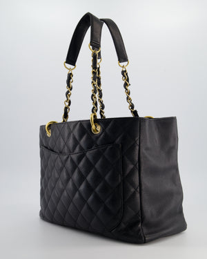 Chanel Black GST Grand Shopper Tote Bag in Caviar Leather with Gold Hardware