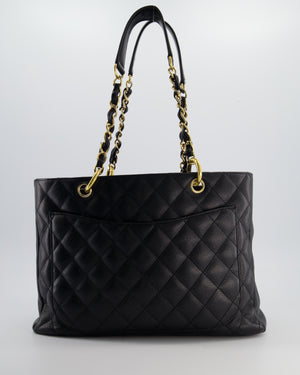 Chanel Black GST Grand Shopper Tote Bag in Caviar Leather with Gold Hardware
