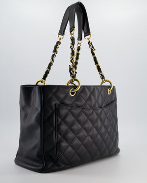 Chanel Black GST Grand Shopper Tote Bag in Caviar Leather with Gold Hardware