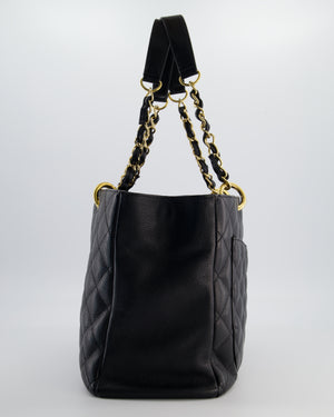 Chanel Black GST Grand Shopper Tote Bag in Caviar Leather with Gold Hardware