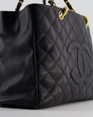 Chanel Black GST Grand Shopper Tote Bag in Caviar Leather with Gold Hardware