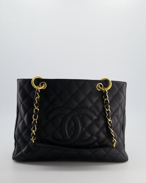 Chanel Black GST Grand Shopper Tote Bag in Caviar Leather with Gold Hardware