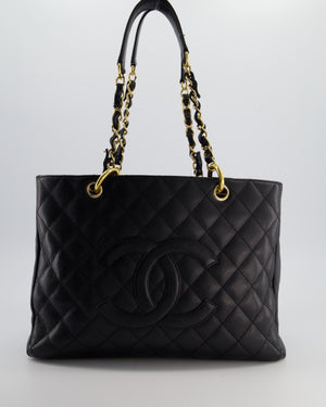 Chanel Black GST Grand Shopper Tote Bag in Caviar Leather with Gold Hardware
