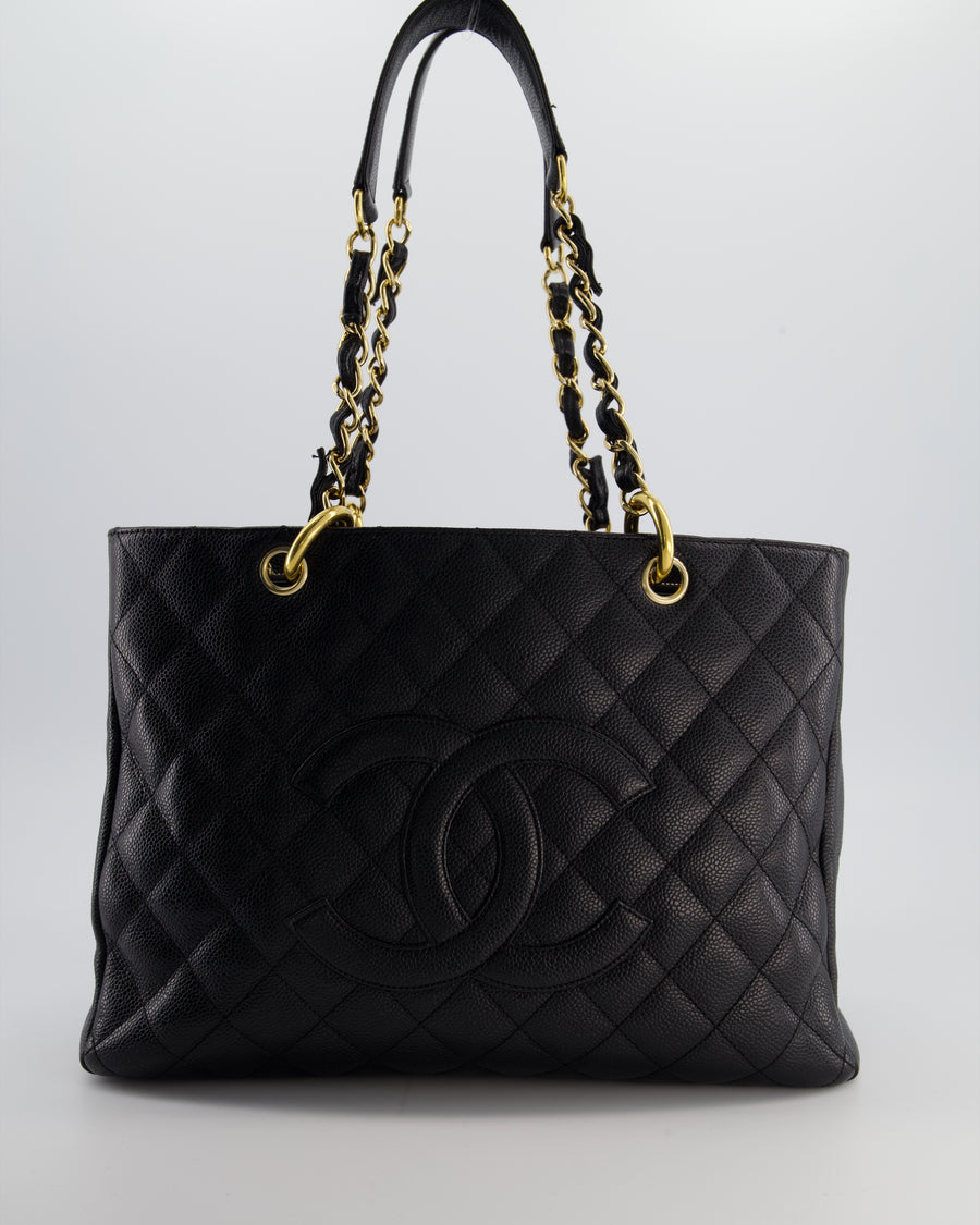 Chanel Black GST Grand Shopper Tote Bag in Caviar Leather with Gold Hardware