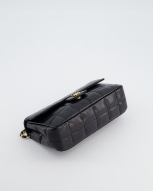 Chanel Black Vintage Mini Chocolate Bar Flap Bag In Lambskin Leather with Gold Hardware