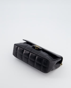 Chanel Black Vintage Mini Chocolate Bar Flap Bag In Lambskin Leather with Gold Hardware