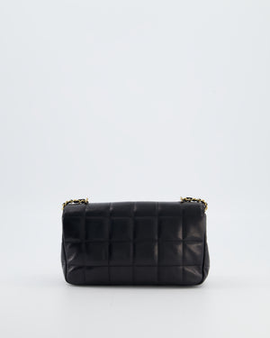 Chanel Black Vintage Mini Chocolate Bar Flap Bag In Lambskin Leather with Gold Hardware