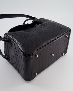 Hermès Lindy 30 Bag in Black Crocodile Leather with Palladium Hardware