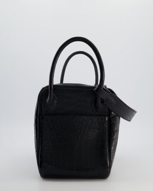 Hermès Lindy 30 Bag in Black Crocodile Leather with Palladium Hardware