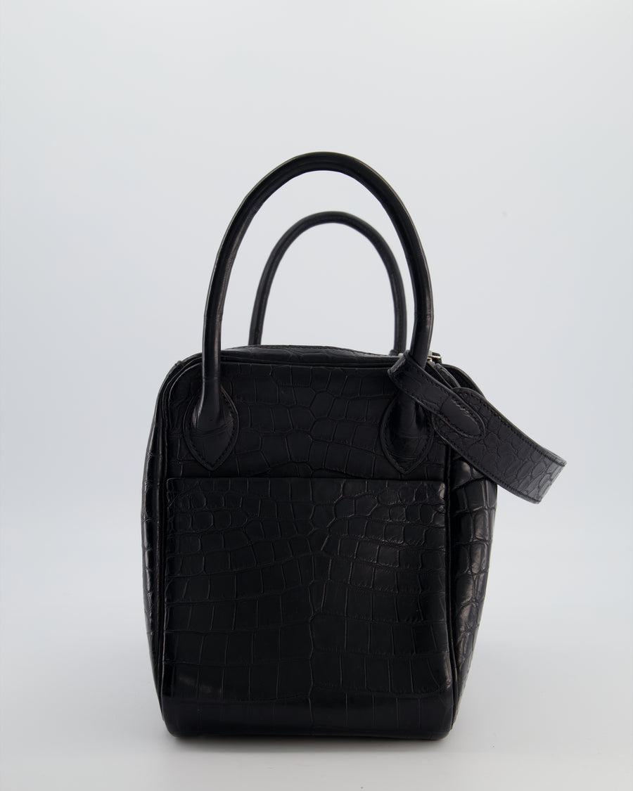 Hermès Lindy 30 Bag in Black Crocodile Leather with Palladium Hardware