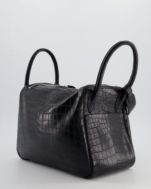 Hermès Lindy 30 Bag in Black Crocodile Leather with Palladium Hardware