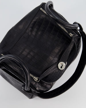 Hermès Lindy 30 Bag in Black Crocodile Leather with Palladium Hardware