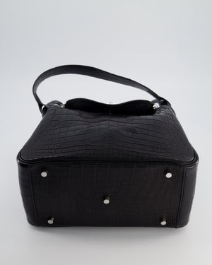 Hermès Lindy 30 Bag in Black Crocodile Leather with Palladium Hardware