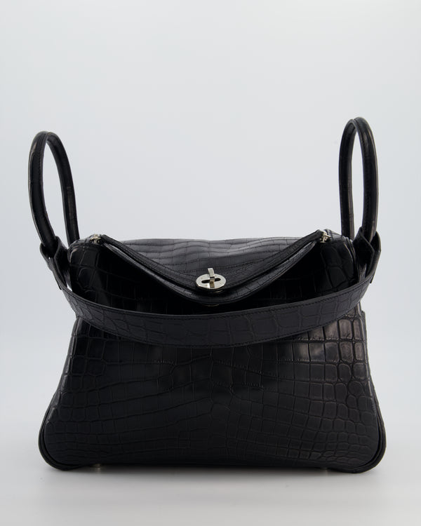 Hermès Lindy 30 Bag in Black Crocodile Leather with Palladium Hardware
