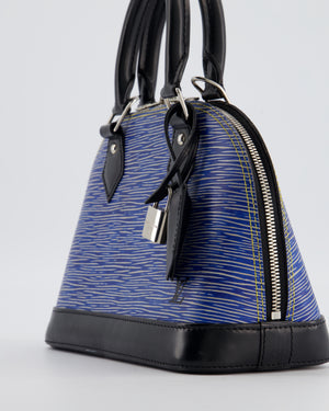 Louis Vuitton Alma BB Bag in Blue & Black Cowhide Leather with Silver Hardware