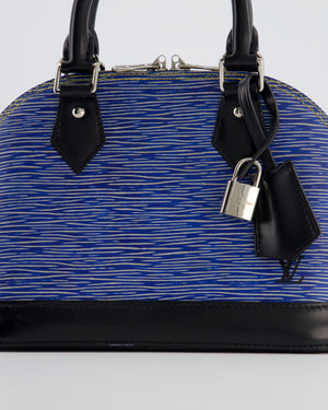Louis Vuitton Alma BB Bag in Blue & Black Cowhide Leather with Silver Hardware