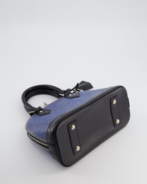 Louis Vuitton Alma BB Bag in Blue & Black Cowhide Leather with Silver Hardware