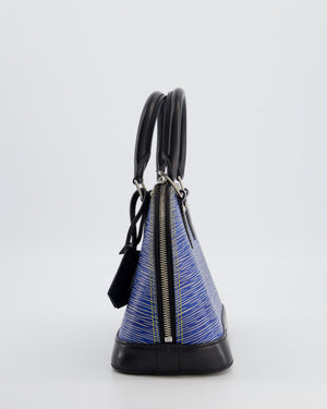 Louis Vuitton Alma BB Bag in Blue & Black Cowhide Leather with Silver Hardware