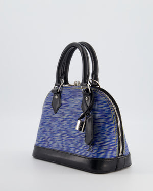 Louis Vuitton Alma BB Bag in Blue & Black Cowhide Leather with Silver Hardware