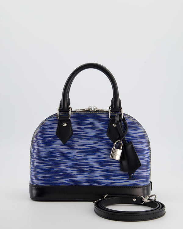 Louis Vuitton Alma BB Bag in Blue & Black Cowhide Leather with Silver Hardware