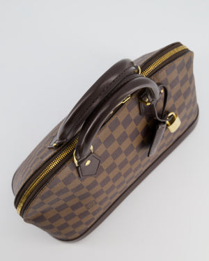 Louis Vuitton Brown Alma MM Bag in Damier Ebene Canvas with Gold Hardware