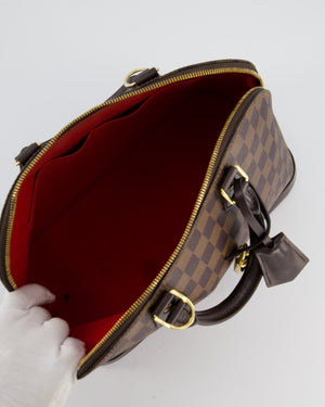 Louis Vuitton Brown Alma MM Bag in Damier Ebene Canvas with Gold Hardware