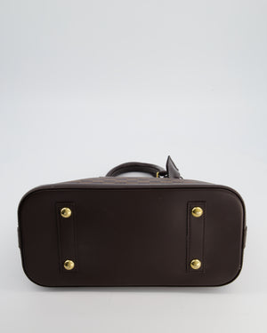 Louis Vuitton Brown Alma MM Bag in Damier Ebene Canvas with Gold Hardware