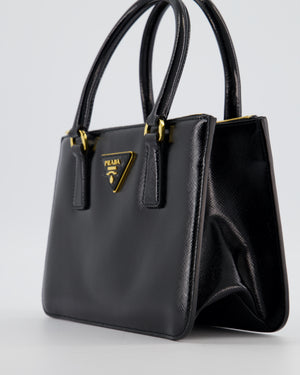 Prada Black Small Galleria Bag in Patent Saffiano Leather with Gold Hardware RRP £3,350