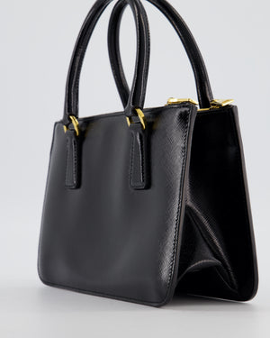 Prada Black Small Galleria Bag in Patent Saffiano Leather with Gold Hardware RRP £3,350