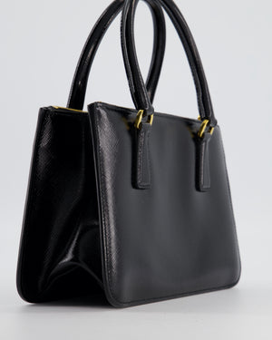 Prada Black Small Galleria Bag in Patent Saffiano Leather with Gold Hardware RRP £3,350