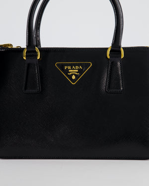 Prada Black Small Galleria Bag in Patent Saffiano Leather with Gold Hardware RRP £3,350