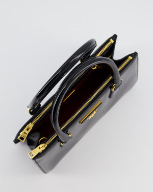 Prada Black Small Galleria Bag in Patent Saffiano Leather with Gold Hardware RRP £3,350
