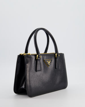 Prada Black Small Galleria Bag in Patent Saffiano Leather with Gold Hardware RRP £3,350
