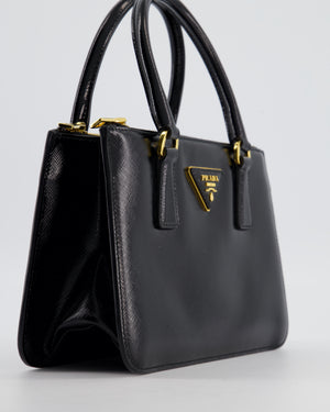 Prada Black Small Galleria Bag in Patent Saffiano Leather with Gold Hardware RRP £3,350