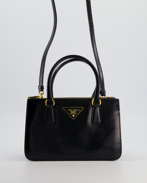 Prada Black Small Galleria Bag in Patent Saffiano Leather with Gold Hardware RRP £3,350