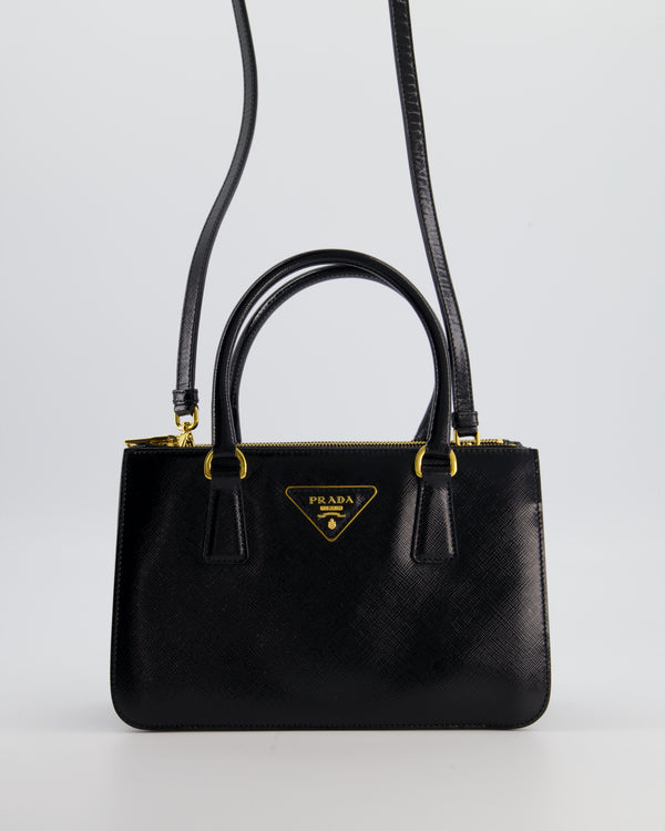 Prada Black Small Galleria Bag in Patent Saffiano Leather with Gold Hardware RRP £3,350