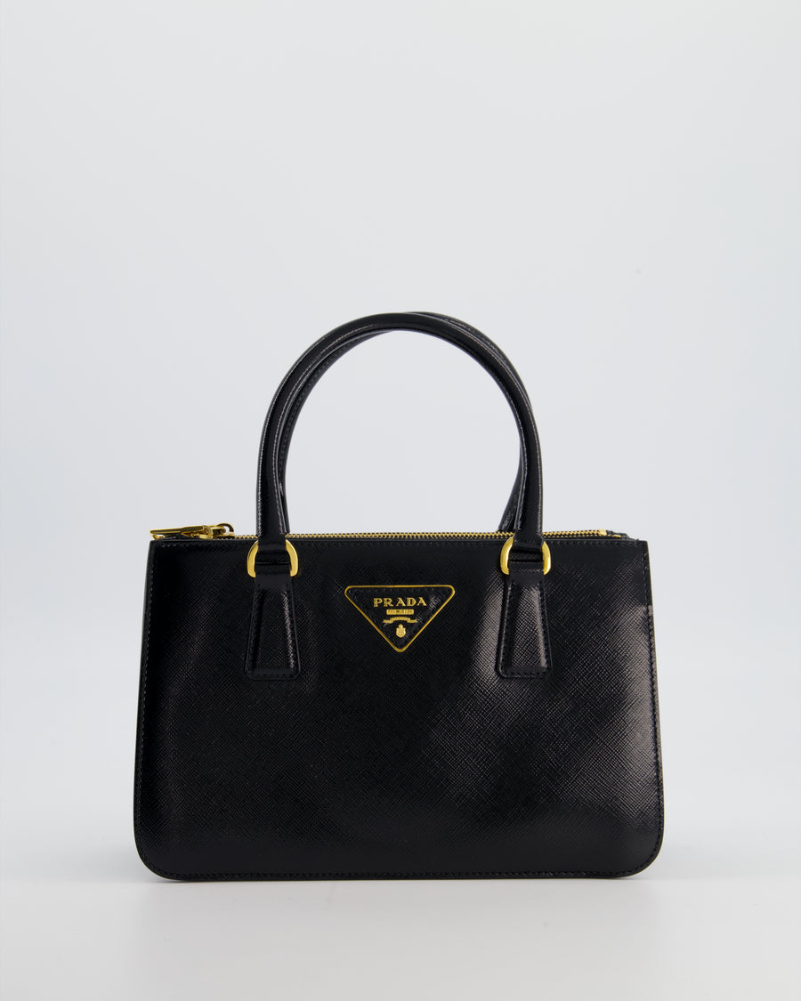 Prada Black Small Galleria Bag in Patent Saffiano Leather with Gold Hardware RRP £3,350