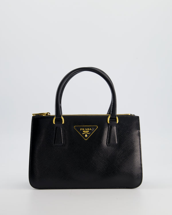 Prada Black Small Galleria Bag in Patent Saffiano Leather with Gold Hardware RRP £3,350