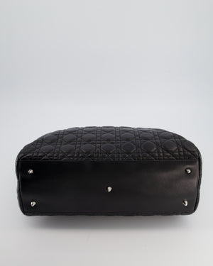 Christian Dior Lady Tote Bag in Black Cannage Lambskin Leather with Silver Hardware