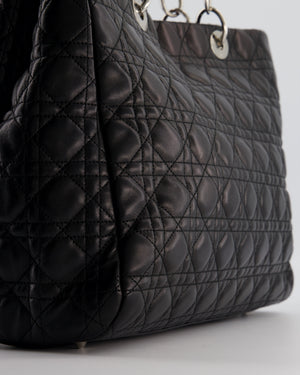 Christian Dior Lady Tote Bag in Black Cannage Lambskin Leather with Silver Hardware