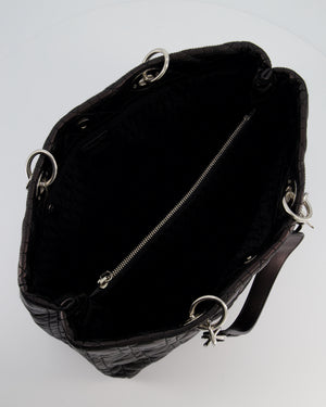 Christian Dior Lady Tote Bag in Black Cannage Lambskin Leather with Silver Hardware