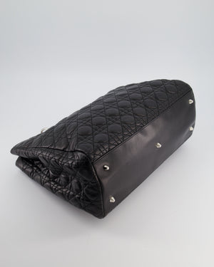 Christian Dior Lady Tote Bag in Black Cannage Lambskin Leather with Silver Hardware