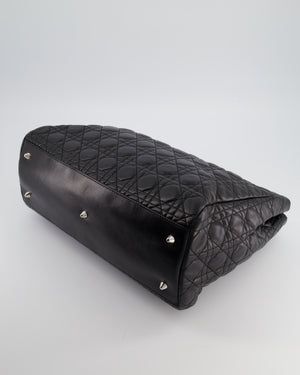 Christian Dior Lady Tote Bag in Black Cannage Lambskin Leather with Silver Hardware