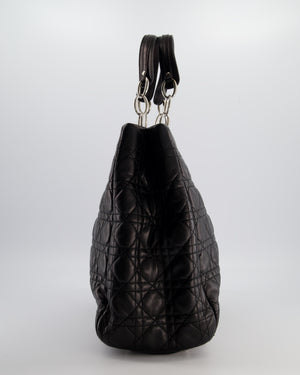 Christian Dior Lady Tote Bag in Black Cannage Lambskin Leather with Silver Hardware