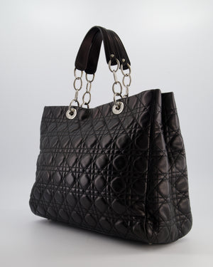 Christian Dior Lady Tote Bag in Black Cannage Lambskin Leather with Silver Hardware